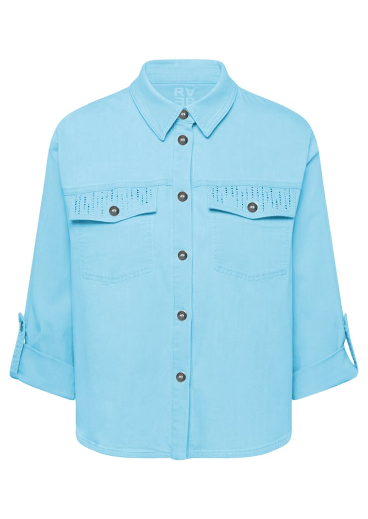 Jeansbluse mit glitzernden Pattentaschen