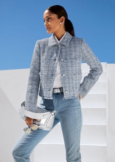 Kurzer Tweedblazer mit Fransen thumbnail 7