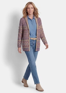 Strickjacke mit Schalkragen im Mustermix thumbnail 2
