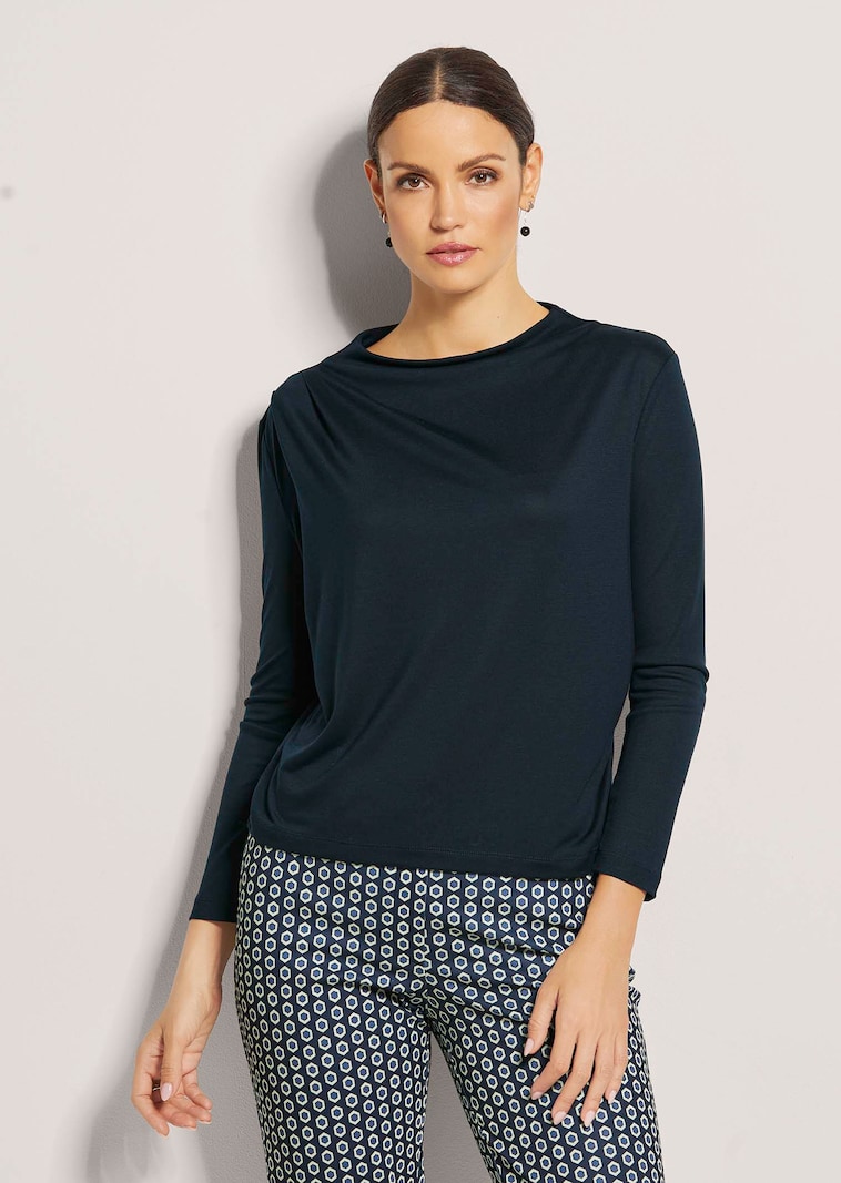 Langarm-Shirt mit Wasserfallkragen