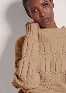 Stehkragen-Pullover mit Zopfmuster thumbnail 5