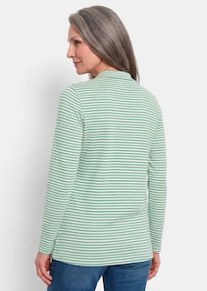 Shirt met lange mouwen, strepen en opstaande kraag thumbnail 3