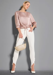 Schlanke Jeans mit Fransensaum thumbnail 7