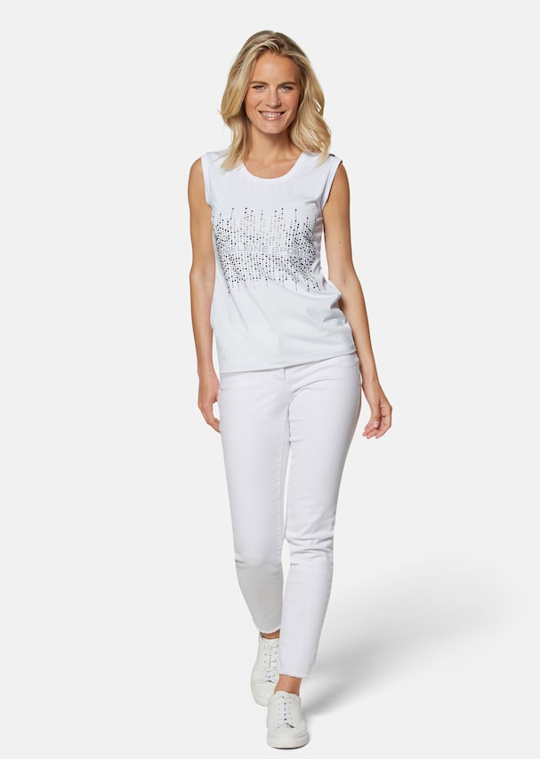 Alternating top with glitter print and logo embroidery 1