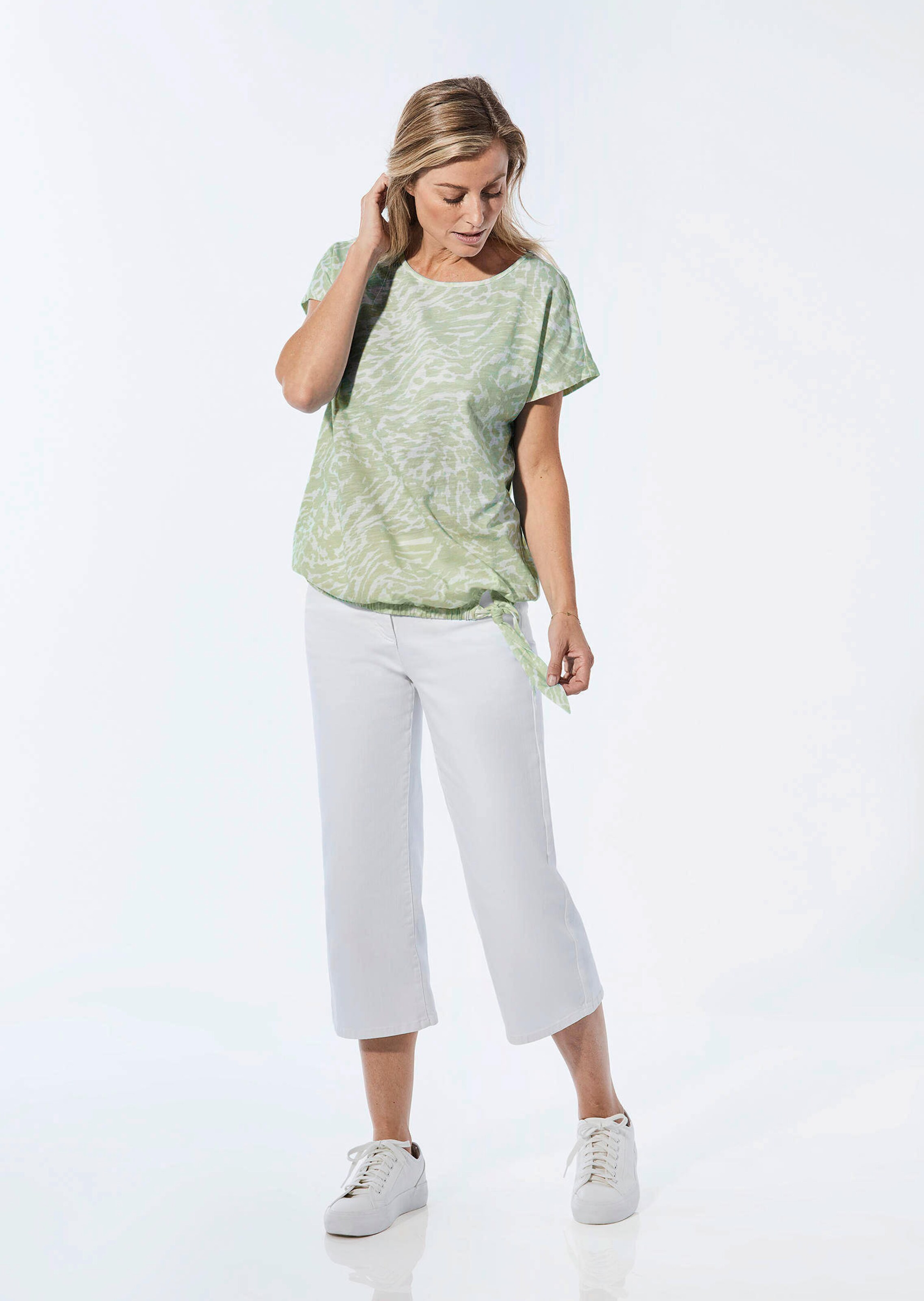 T-shirt à encolure bateau - vert tilleul / à motifs - Gr. 56 de Goldner Fashion