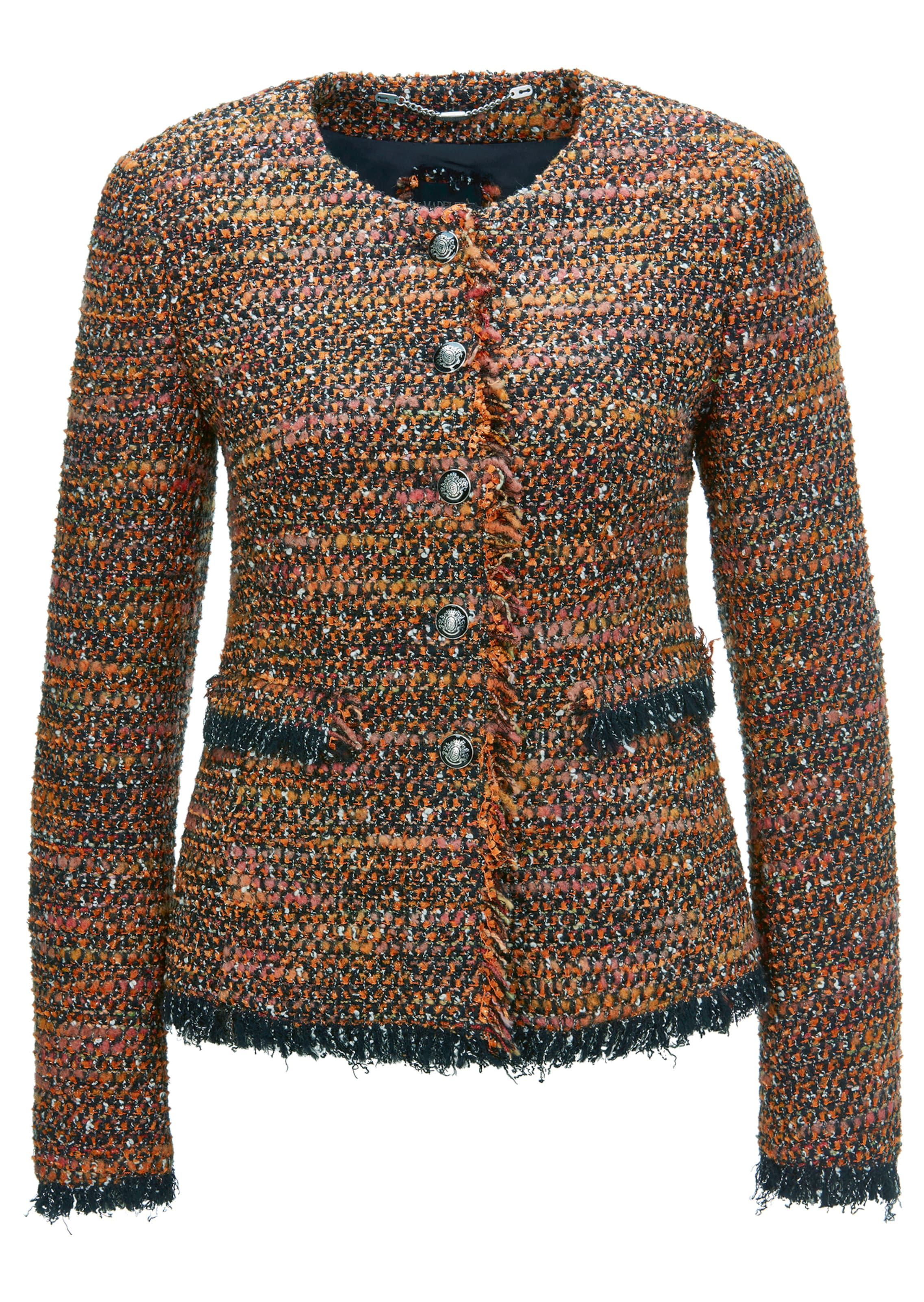 Bouclé Blazer mit Fransen