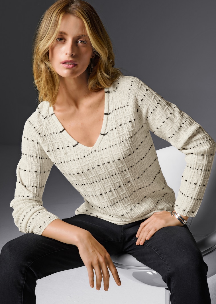 Struktur-Pullover aus reiner Schurwolle