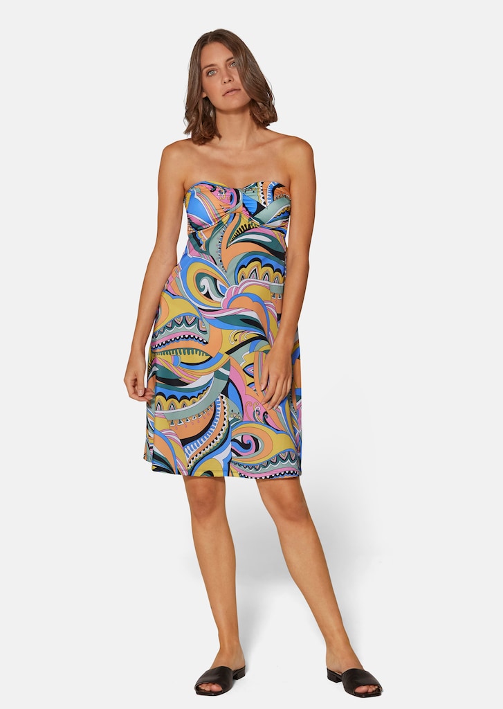 Printed beach dress in bandeau style 1