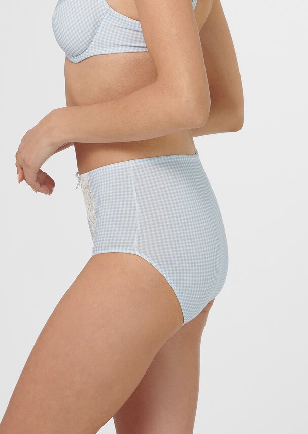 High-waisted briefs with checked pattern and lace accents 3