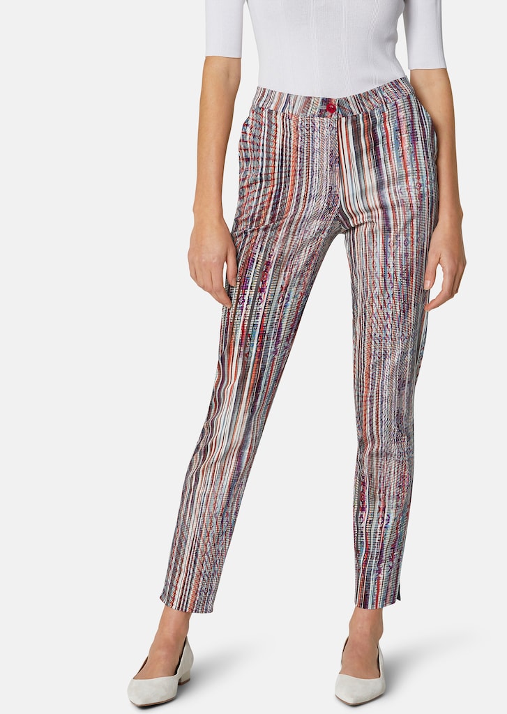 Cropped cigarette trousers with striped print