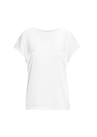 weiß T-shirt avec pierres scintillantes