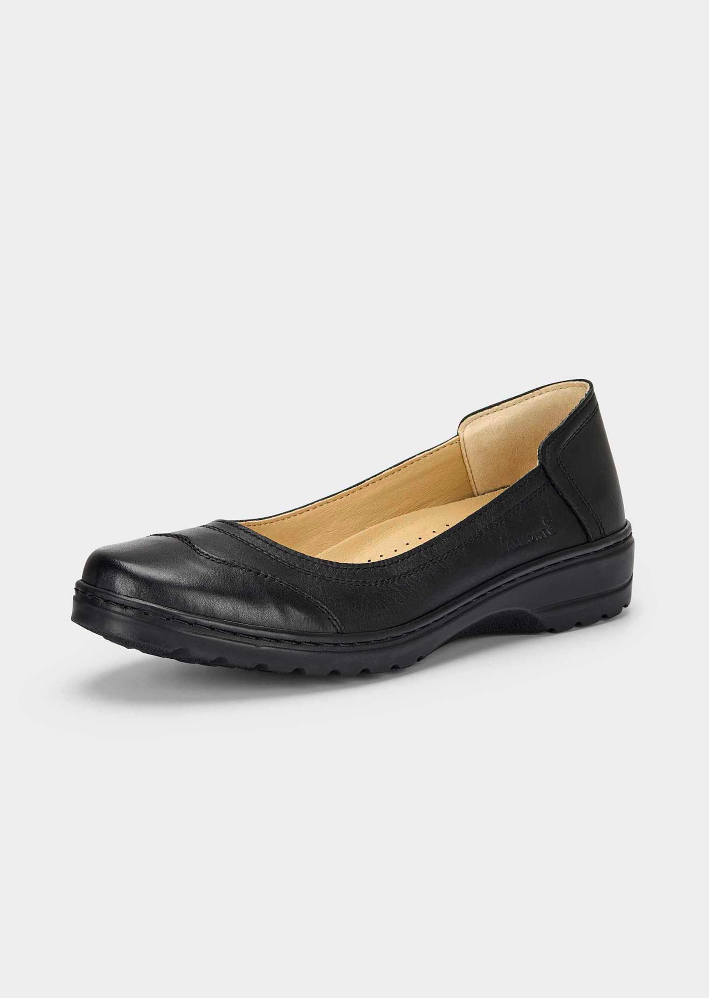 Leder-Ballerinas mit gesteppten Ziernähten