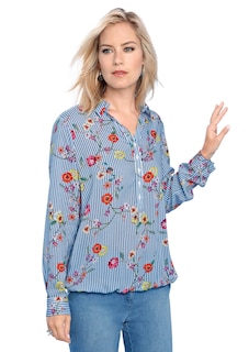 Näyttävä raitapusero laskeutuvaa viskoosia thumbnail 1