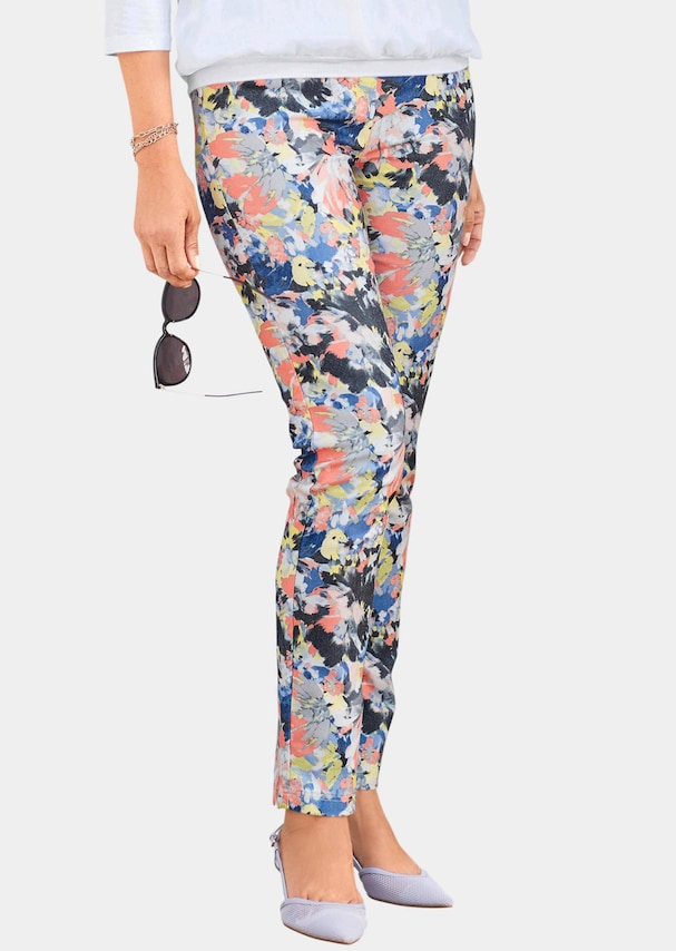 Pantalon imprimé à motifs floraux