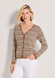 Narrow cardigan with multicoloured stripe pattern thumbnail 1