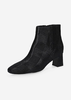 Stiefeletten aus geprägtem Leder mit Blockabsatz thumbnail 1