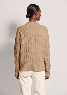 Stehkragen-Pullover mit Zopfmuster thumbnail 3