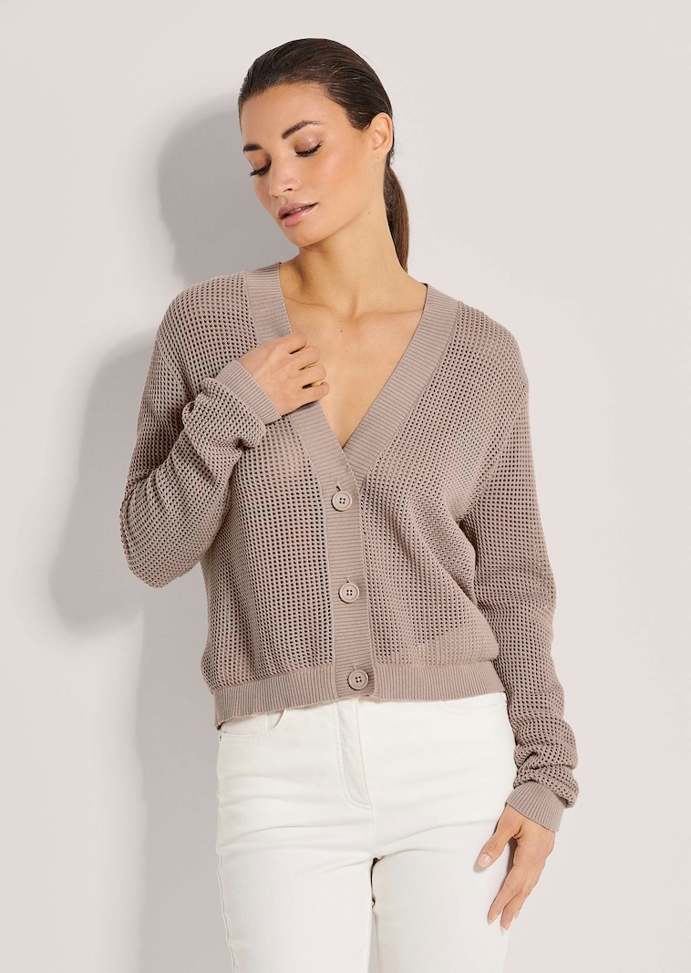 Kurze Ajour-Strickjacke