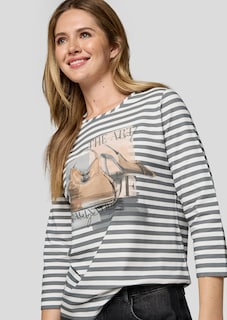 T-shirt à rayures avec imprimé scintillant devant thumbnail 7