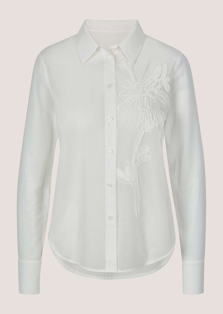 Transparente Baumwollbluse mit Stickerei