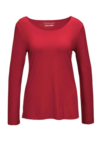 rood Veelzijdig te combineren shirt met lange mouwen en harmonieuze sierrand