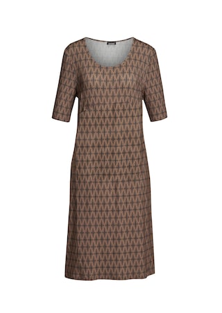 schwarz / camel Elastische jersey jurk met modieuze print