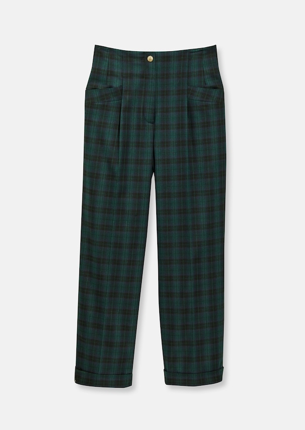 Straight checked trousers in high-waist style 5
