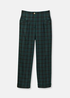 Straight checked trousers in high-waist style thumbnail 6