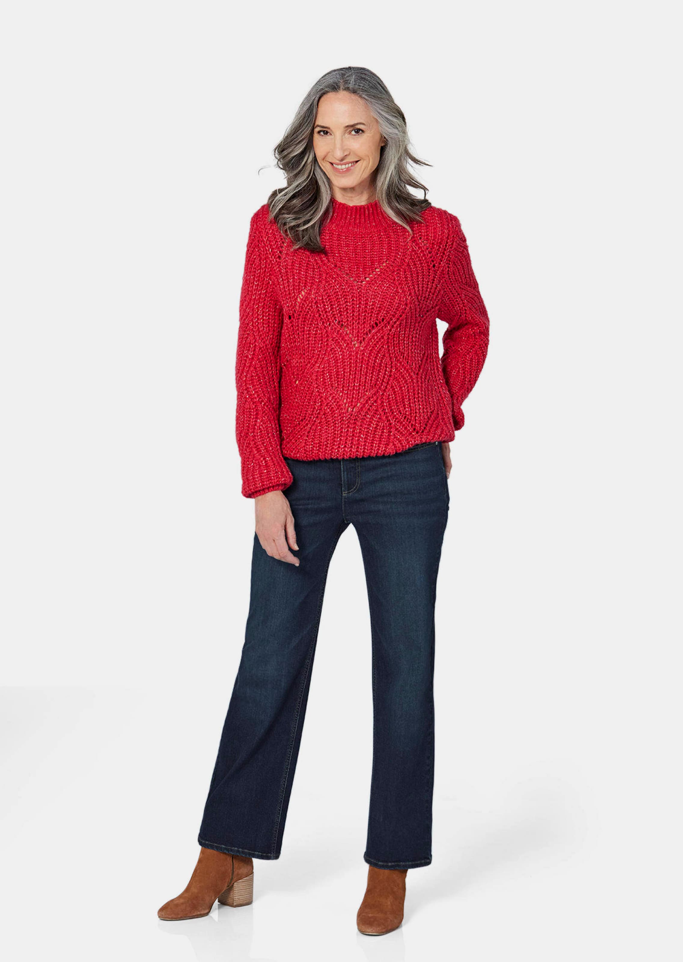 Pull en tricot ajouré - rouge - Gr. 42 de Goldner Fashion