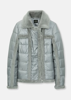 Steppjacke im Bikerstyle mit Webpelz-Akzenten thumbnail 1