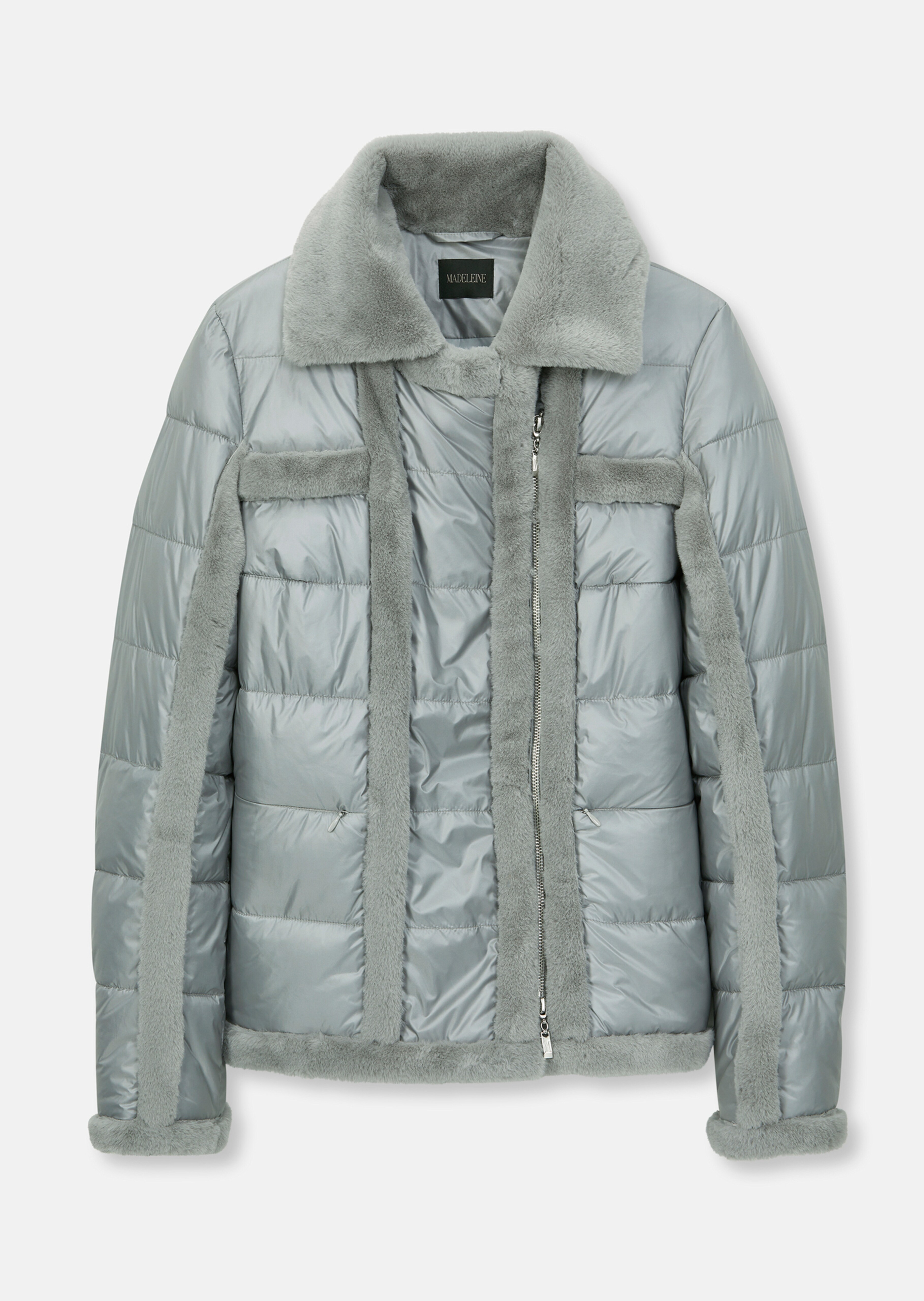 Steppjacke im Bikerstyle mit Webpelz-Akzenten