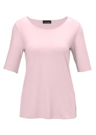 rosé Veelzijdig te combineren shirt met korte mouwen en harmonieuze sierrand