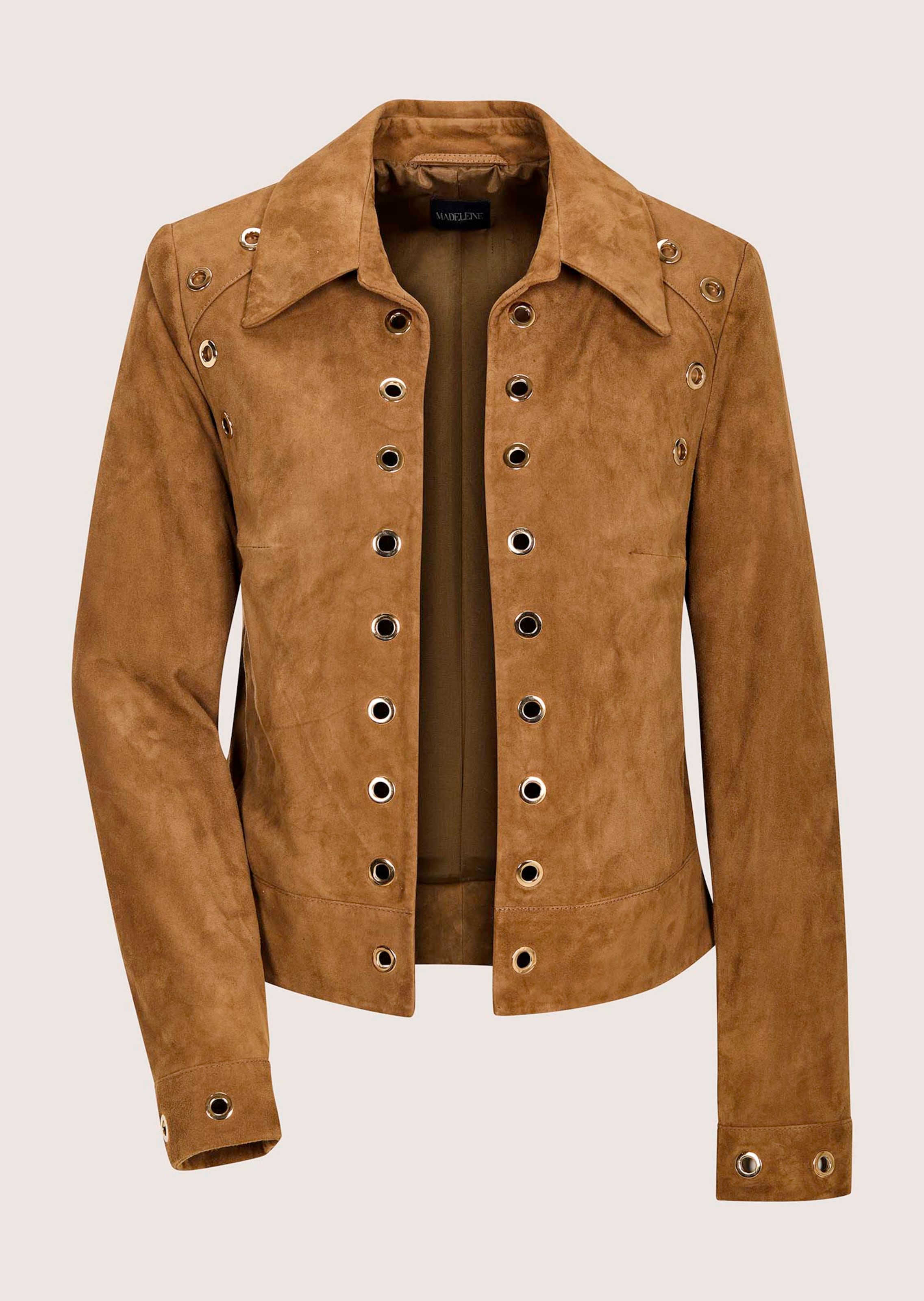 Velours-Lederjacke mit Ösen