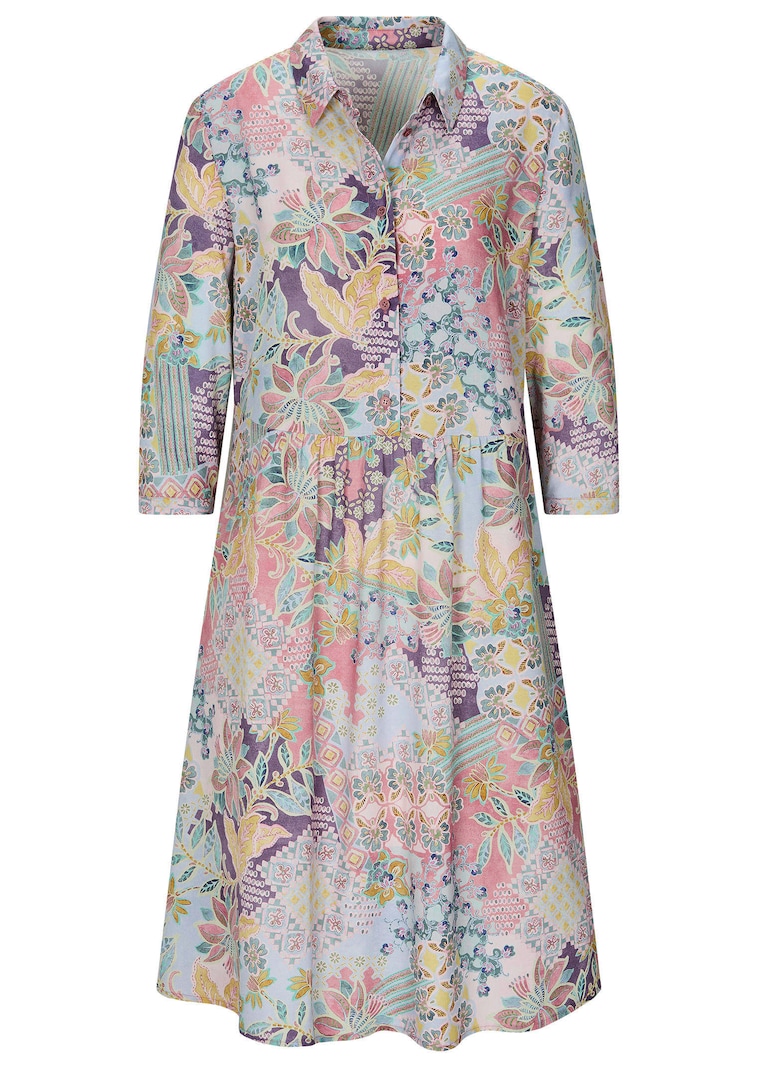 Jurk met overhemdkraag, van pure viscose