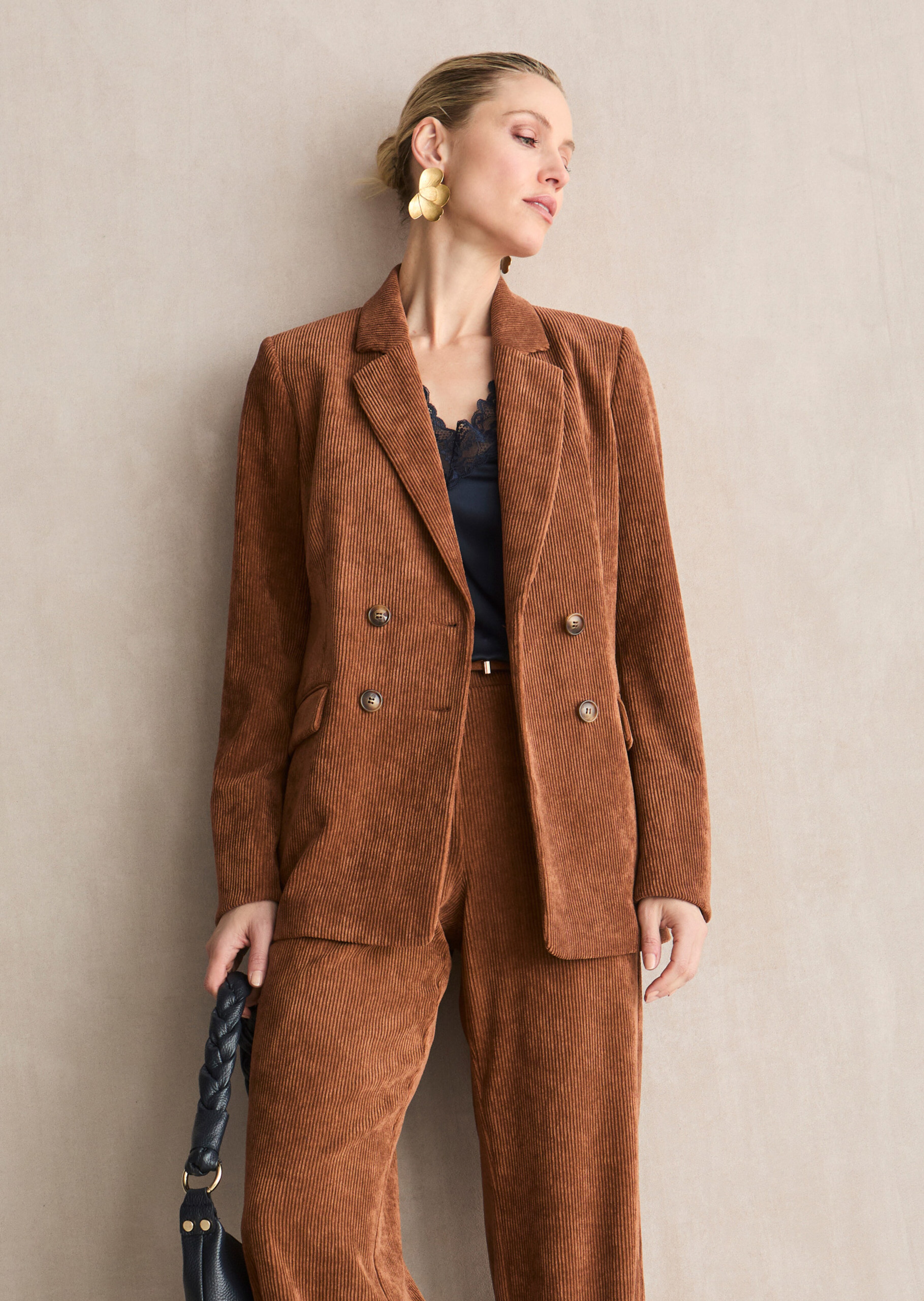 Zweireihiger Blazer in Cord-Optik