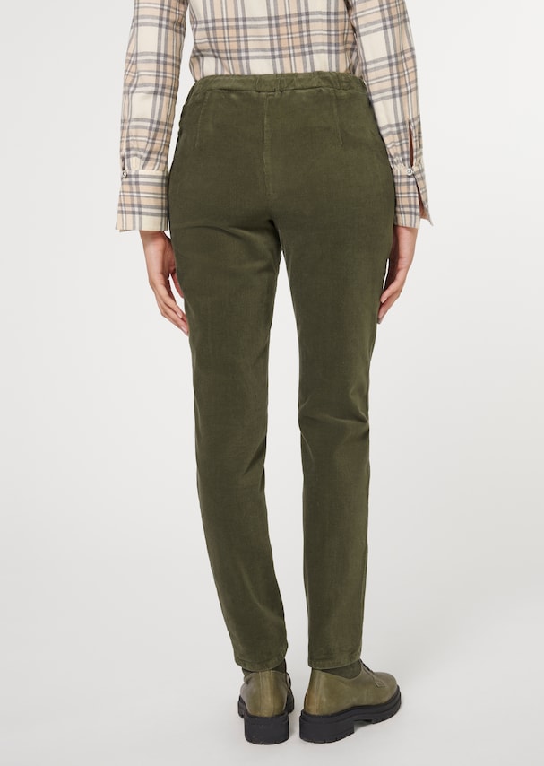 Cord-Joggpants mit Elastikbund und Zierbiese 2