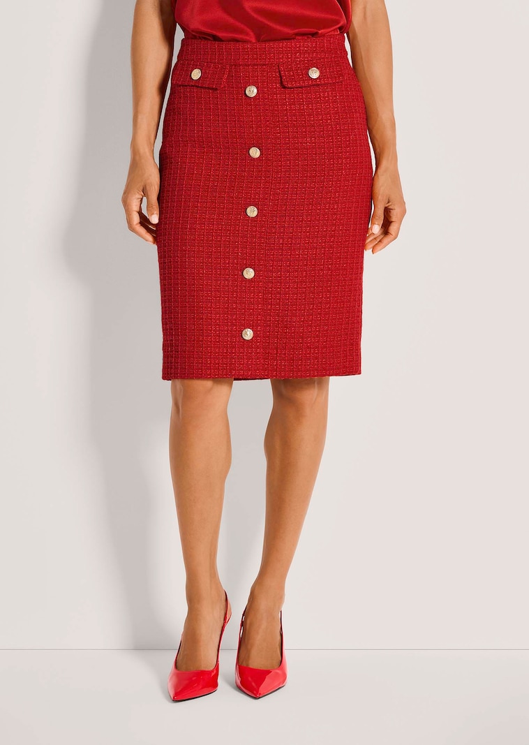 Schlanker Bleistift-Rock mit Glanz-Akzenten