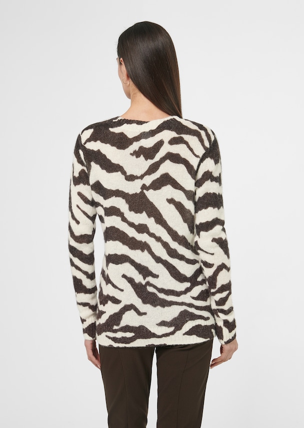 Zebra-Pullover mit flauschigem Alpaka 2