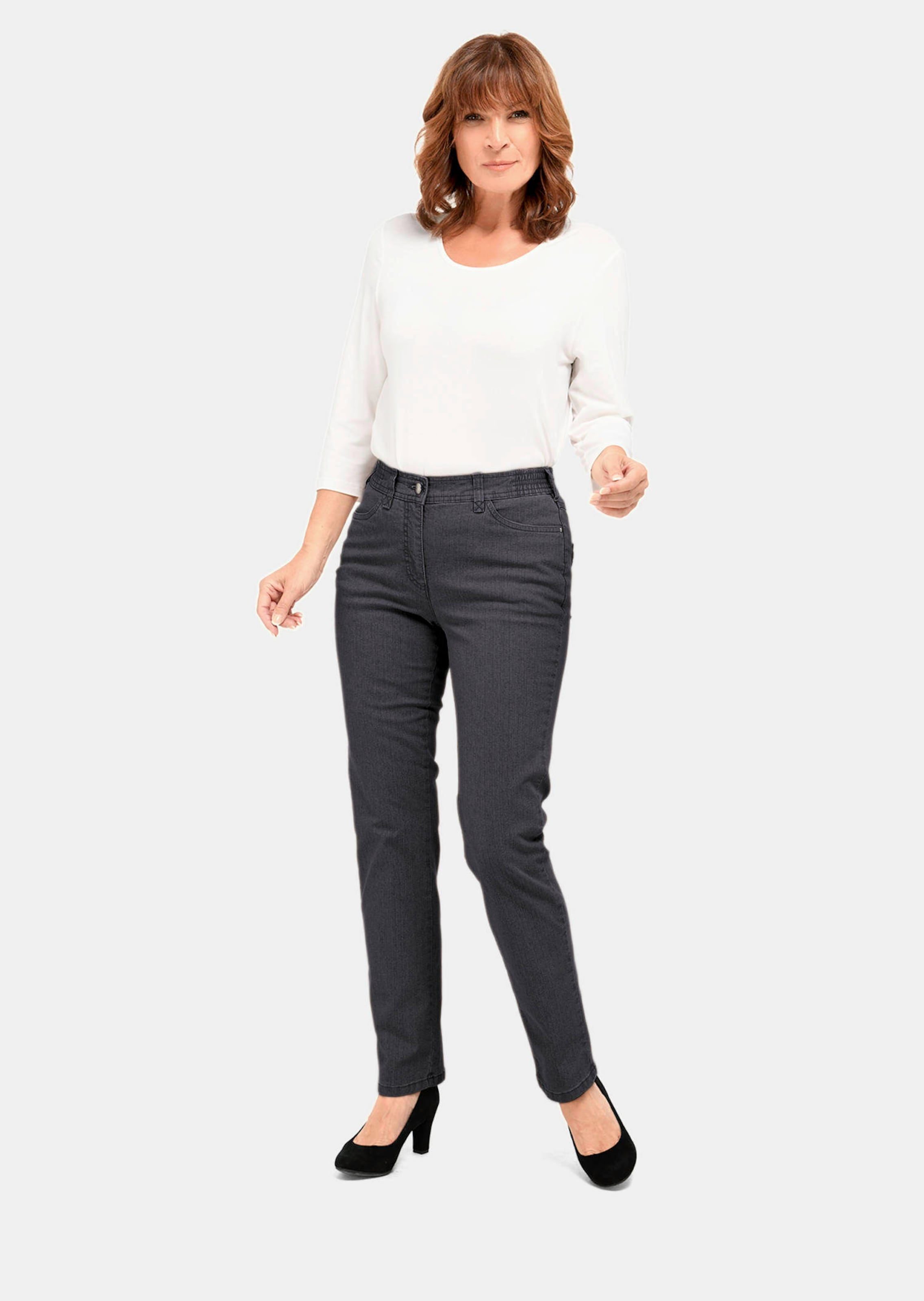 Goldner Fashion Klassieke jeans Carla - antraciet van 