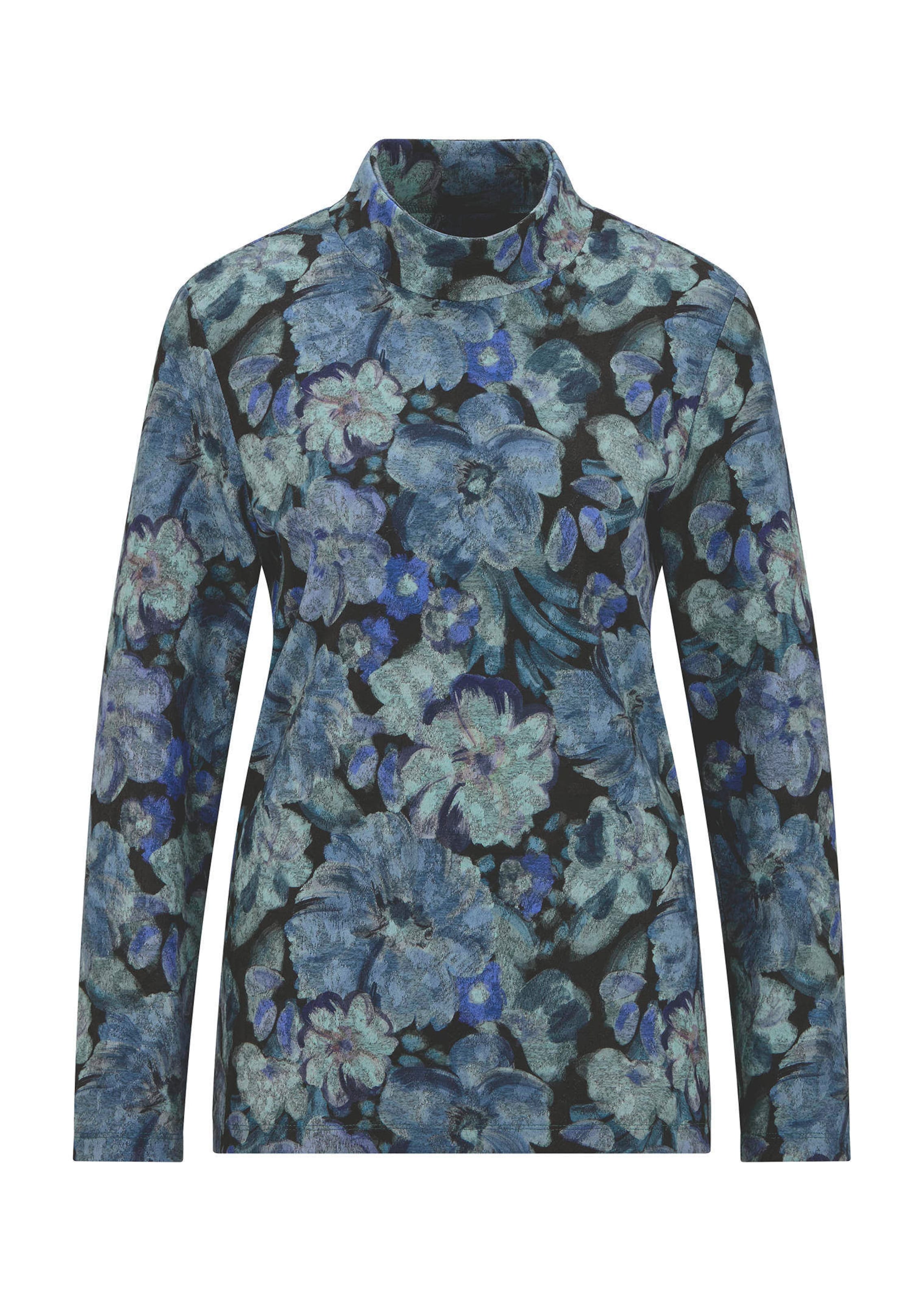 Shirt met lange mouwen, opstaande kraag en bloemenmotief