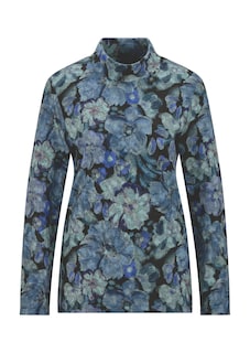 Shirt met lange mouwen, opstaande kraag en bloemenmotief thumbnail 6