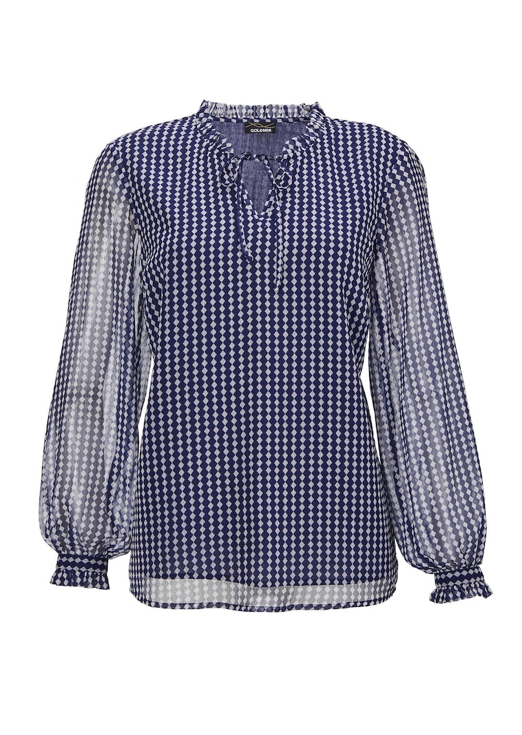 Chemisier en mousseline de soie avec poignets élastiques