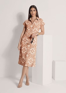 Gemustertes Hemdblusenkleid aus Viskose thumbnail 5
