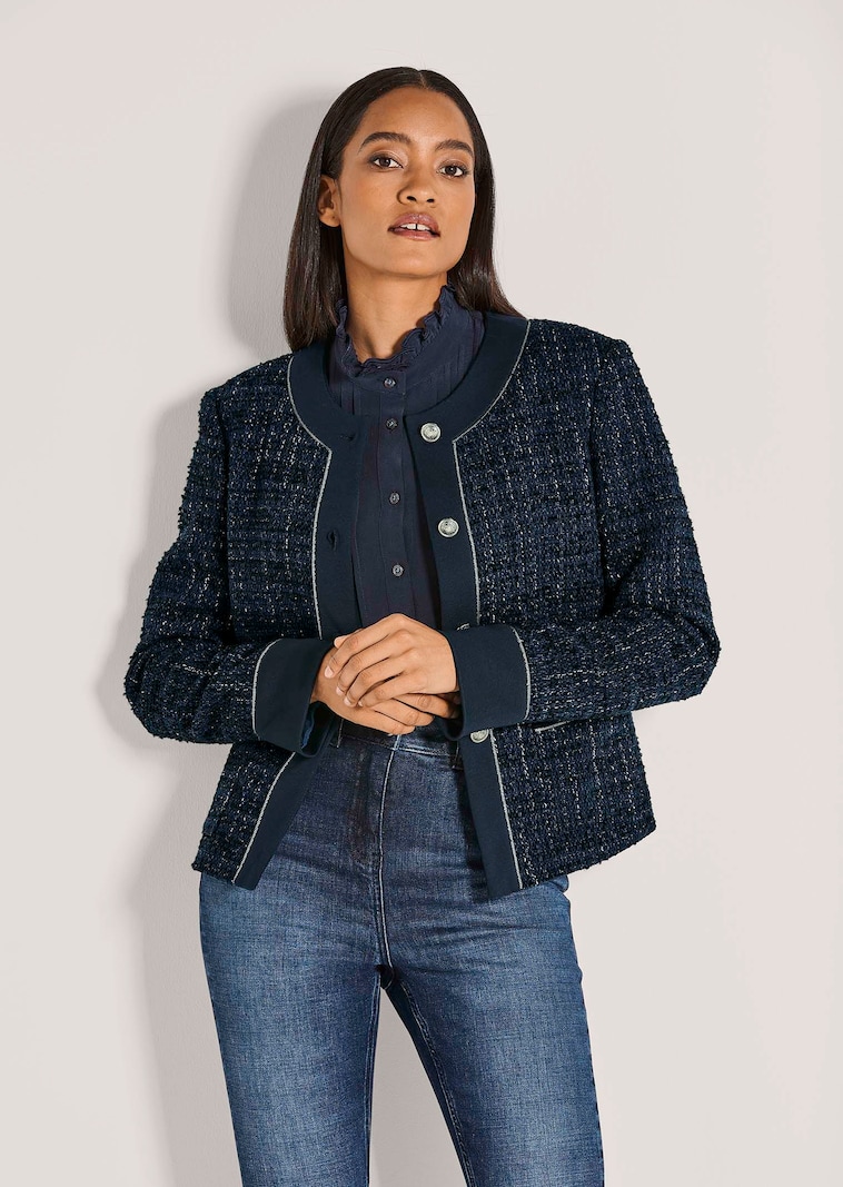 Kurzer Tweed-Blazer ohne Kragen