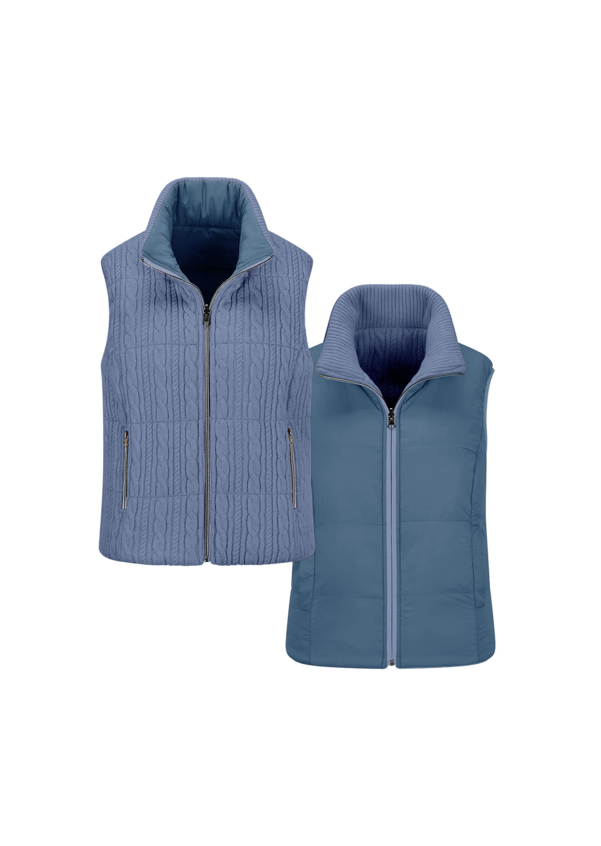 Omkeerbaar vest met tricot en gewatteerde kant