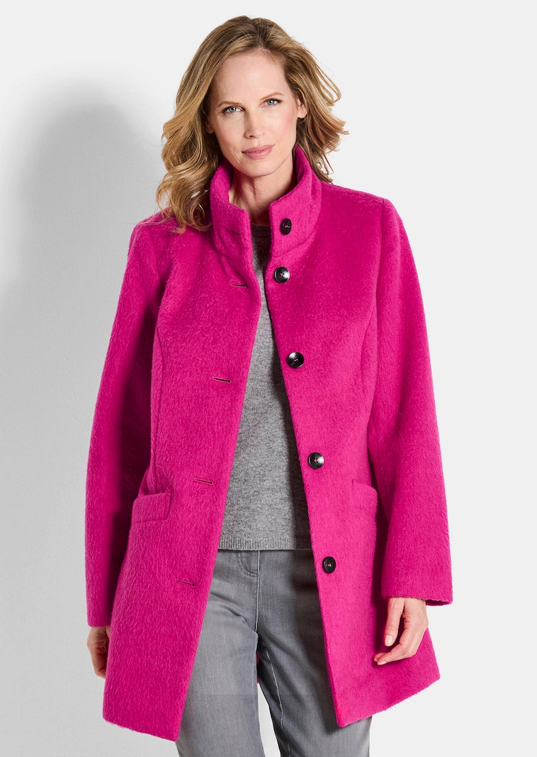 Manteau laineux avec col montant