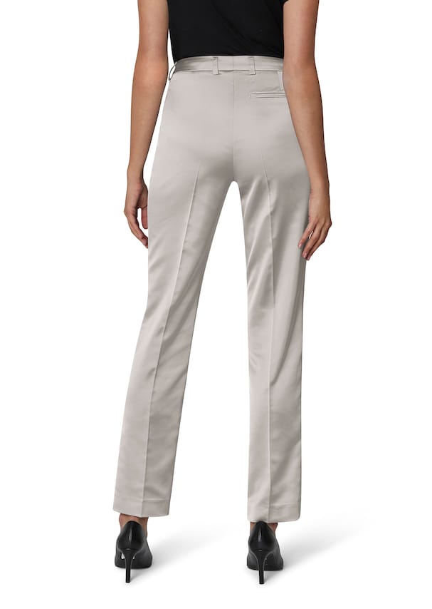 Satin trousers with front hem slits 2