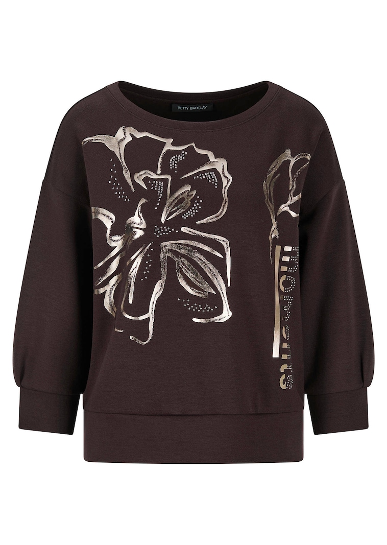 Sweatshirt mit Blütenprint in Metallic