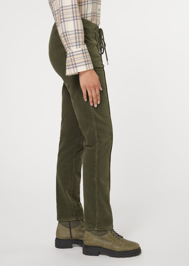 Cord-Joggpants mit Elastikbund und Zierbiese 3
