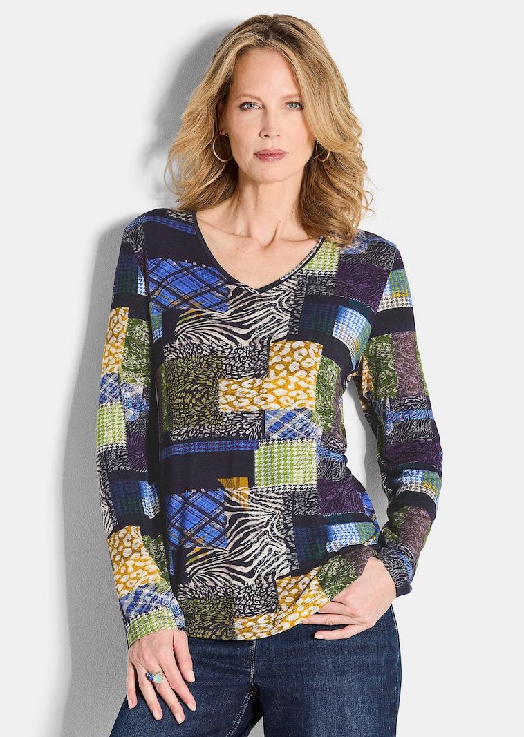 T-shirt en jersey avec imprimé patchwork